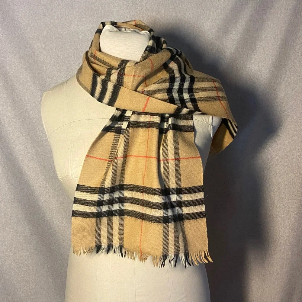 Nordstrom Lambswool Fringe Scarf in Tan and Black